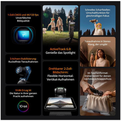 DJI Osmo Pocket 3 Kreativ Combo Gimbal-Kompaktkamera , Touchscreen